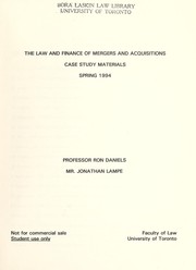Cover of: The law and finance of mergers and acquisitions: case study materials