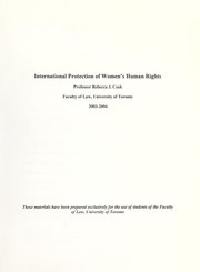 Cover of: International protection of women's human rights