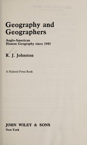 Cover of: Geography and geographers by R. J. Johnston