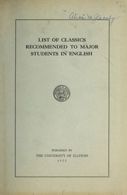 Cover of: List of classics recommended to major students in English