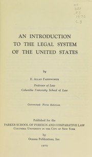 Cover of: An introduction to the legal system of the United States | E. Allan Farnsworth
