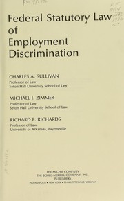 Cover of: Federal statutory law of employment discrimination
