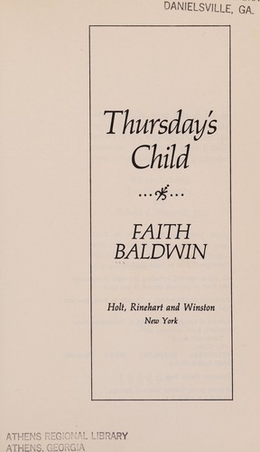 Thursday's child by Faith Baldwin