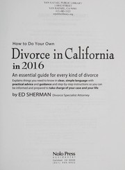 Cover of: How to do your own divorce in California in 2016 | Charles Edward Sherman