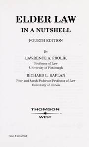 Cover of: Elder law in a nutshell | Lawrence A. Frolik
