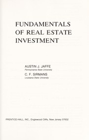 Cover of: Fundamentals of real estate investment by Austin J. Jaffe