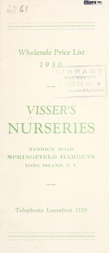 Cover of: Wholesale price list, 1930 | Visser