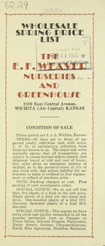 Cover of: Wholesale spring price list | E.F. Weaver Nurseries and Greenhouse