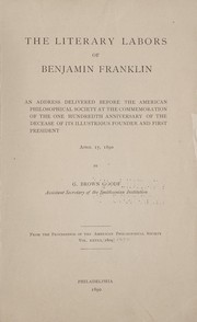 Cover of: The literary labors of Benjamin Franklin by G. Brown Goode