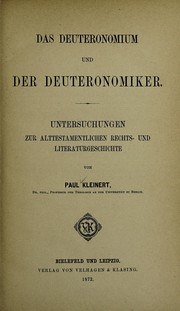 Cover of: Das Deuteronomium und der Deuteronomiker