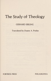 Cover of: The study of theology