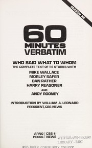 Cover of: 60 Minutes verbatim by CBS News.