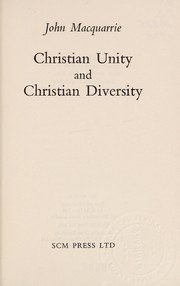 Cover of: Christian unity and Christian diversity