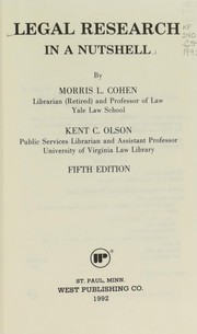 Cover of: Legal research in a nutshell by Morris L. Cohen