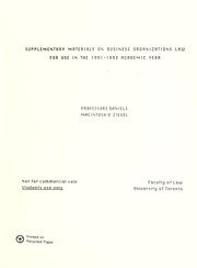 Cover of: Supplementary materials on business organizations law