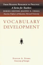 Cover of: Vocabulary development by Steven A. Stahl