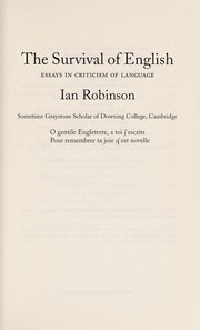 Cover of: The survival of English | Ian Robinson