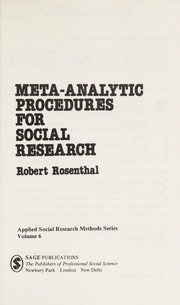 Cover of: Meta-analytic procedures for social research
