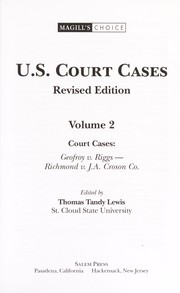 Cover of: U.S. court cases by Thomas T. Lewis