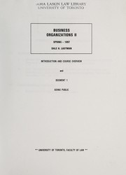Cover of: Business organizations II | Dale H. Lastman