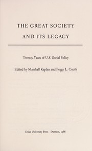 Cover of: The Great Society and Its Legacy | Marshall Kaplan
