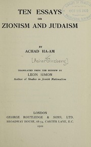 Cover of: Ten essays on Zionism and Judaism by Aḥad Haʻam