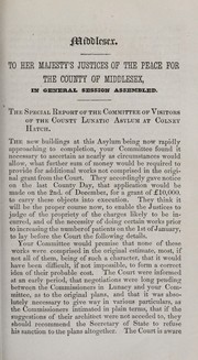 Cover of: The special report of the committee of visitors of the County Lunatic Asylum at Colney Hatch