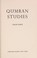 Cover of: Qumran studies