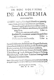 Cover of: In hoc volumine De alchemia continentur haec, Gebri...De inuestigatio[n]e p ...