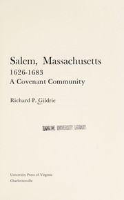 Cover of: Salem, Massachusetts, 1626-1683 by Gildrie, Richard P.