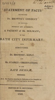 Cover of: Statement of facts respecting Dr. Browne