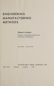 Cover of: Engineering manufacturing methods.