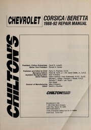 Chilton's Chevrolet Corsica/Beretta 1988-92 repair manual by Chilton Book Company