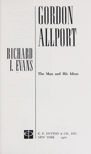 Cover of: Gordon Allport: the man and his ideas
