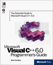 Cover of: Microsoft Visual C++=6.0 programmer's guide by Beck Zaratian