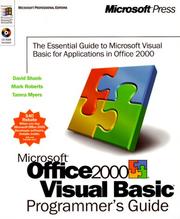 Cover of: Microsoft Office 2000/Visual Basic programmer's guide by David Shank