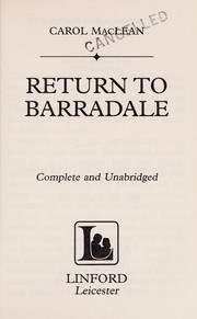 Cover of: Return to Barradale | Carol MacLean