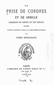 Cover of: La prise de Cordres et de Sebille: chanson de geste du XIIe siècle