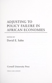 Cover of: Adjusting to policy failure in African economies | 