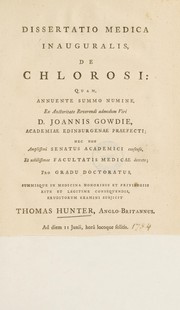 Cover of: Dissertatio medica inauguralis, de chlorosi