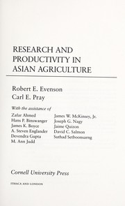 Cover of: Research and productivity in Asian agriculture