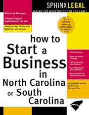 Cover of: How to Start a Business in North Carolina or South Carolina (How to Start a Business in North Carolina and South Carolina)