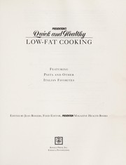 Cover of: Prevention's Quick and Healthy Low-Fat Cooking: Featuring Pasta and Other Italian Favorites