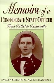 Cover of: Memoirs of a Confederate Staff Officer: From Bethel to Bentonville (Civil War Heritage Series, V. 13)