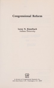 Cover of: Congressional reform | Leroy N. Rieselbach