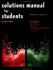 Cover of: Solutions Manual for Students Vols 2 & 3 Chapters 22-41 by Paul A. Tipler, Frank J. Blatt