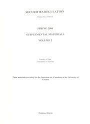 Cover of: Securities regulation: supplemental materials