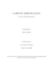 Cover of: Labour arbitration | Kaye Joachim