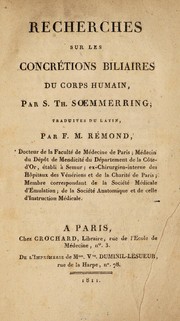 Cover of: Recherches sur les concrétions bilaires du corps humain ...