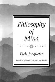 Cover of: Philosophy of mind by Dale Jacquette